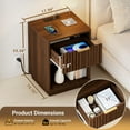 thumbnail image 2 of Fluted Nightstand with Charging Station, 18" Side Table End Table with Drawer & Open Shelf, Mid Century Modern Night Stand Bedside Table for Bedroom Living Room Sofa Home Office, Walnut, 2 of 15