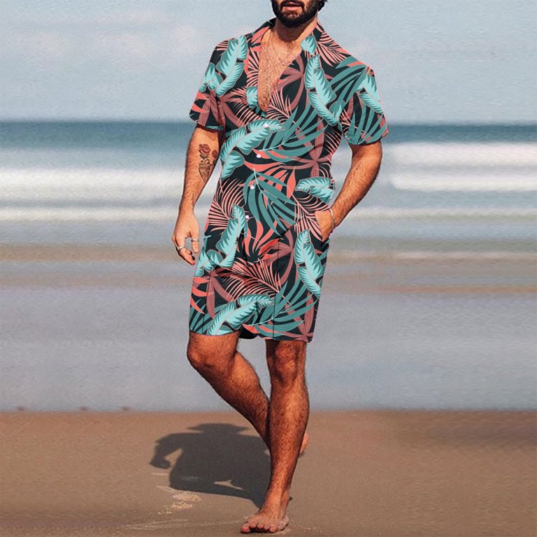 Father'S Day Gift,POROPL Casual Hawaiian Beach Blouse And Shorts