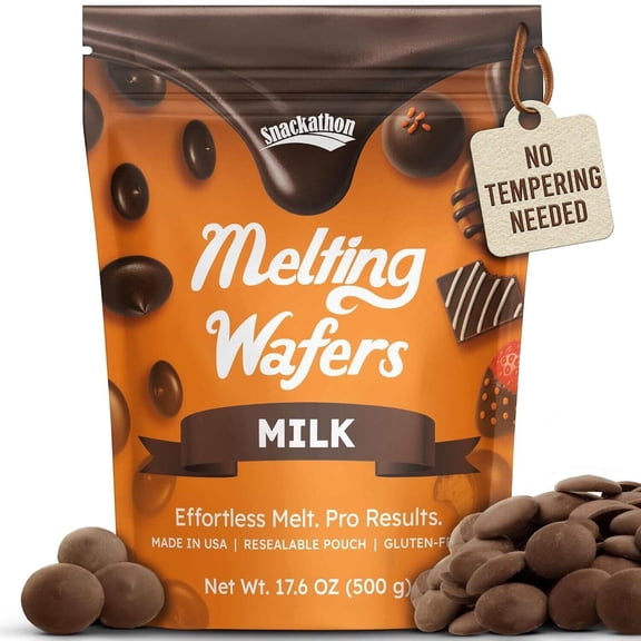Snackathon Melting Wafers, Milk Compound Chocolate Coating, 17.6 OZ Resealable Bulk Bag