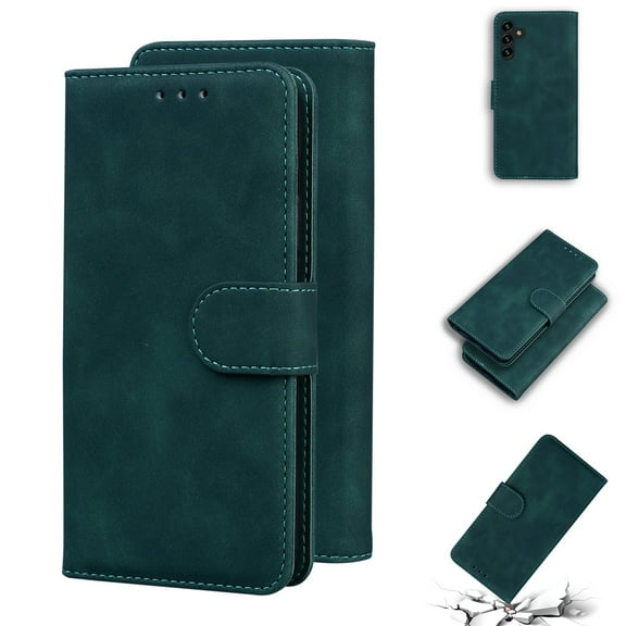 SaniMore Wallet Case for Samsung Galaxy A14 5G 6.6 inch, Magnetic Clasp Flip Kickstand Luxury PU Leather Cover Built-in Cash & Card Slots RFID Blocking for Samsung A14 5G, Green