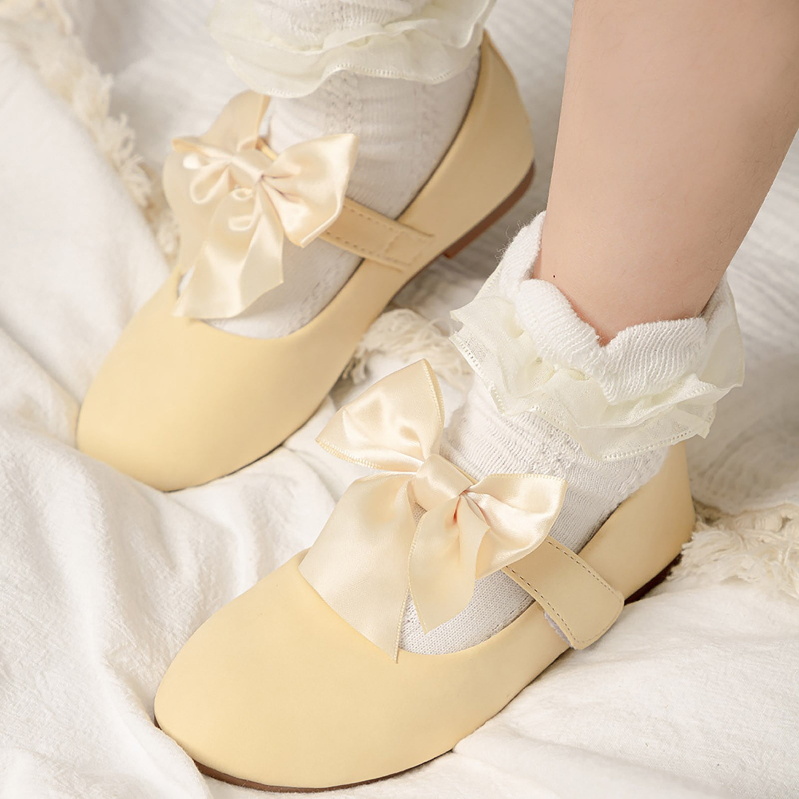 Girls Dress Shoes For Girls Wedding Bowknot Girl Shoes Princess Party Shoes Low Heel For Little Big Kids