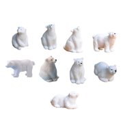IBASETOY Resin Polar Bear Decorations, White, for Indoor and Outdoor Use, 9Pcs