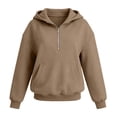 thumbnail image 4 of Girls Half Zip Hooded Sweatshirt Kids Trendy Plain Pullover Hoodies with Kangaroo Pockets Oversized Drop Shoulder Outerwear, 4 of 4