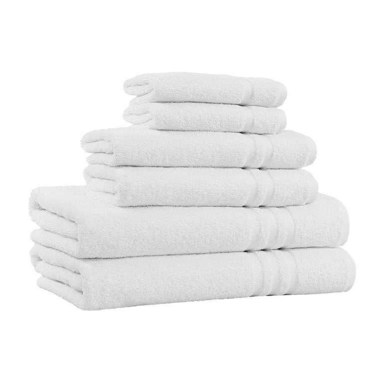 Home Sweet Home 100% Cotton 6-Piece Bath Towel Set - Extra Soft Bath  Towels, White