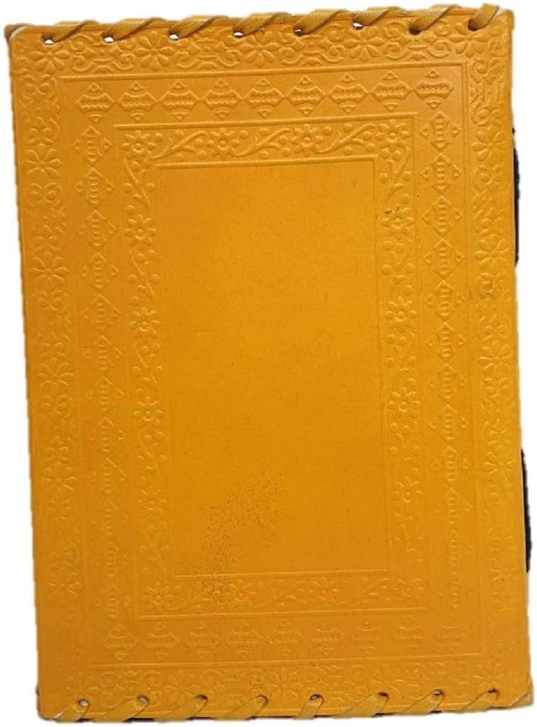 PRASTARA GENUINE Leather Cover Lock Diary 200 Pages, 5 x 7 Inches (Yellow)