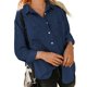 thumbnail image 2 of Blusa de mujer con bolsillos y cuello vuelto, abrigo de manga larga con un solo pecho, camisa para citas, 2 of 5