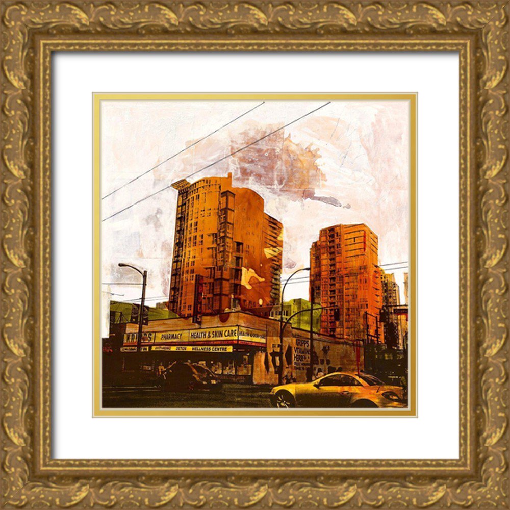 Olukman Ayline 15x15 Gold Ornate Framed and Double Matted Museum