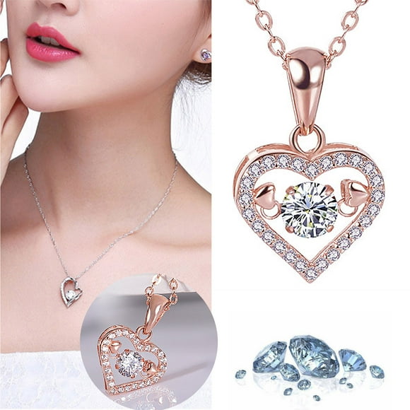 EGNMCR Necklaces & Pendants Luxury Smart Heart Dance Necklace Sports Necklace Valentine's Day Projection necklace