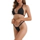 thumbnail image 4 of Conjuntos de bikini halter para mujer INSPIRE CHIC de 2 piezas con lazo doble en la parte trasera, bottoms triangulares, trajes de baño grandes en negro, 4 of 5