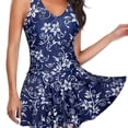 thumbnail image 4 of Women Floral Print Monokini Deep V-Neck Sleeveless Flowy Hem One-piece Swimwear Slim Fit Bathing Suit Dress Style Beachwear-Blue,2XL, 4 of 8