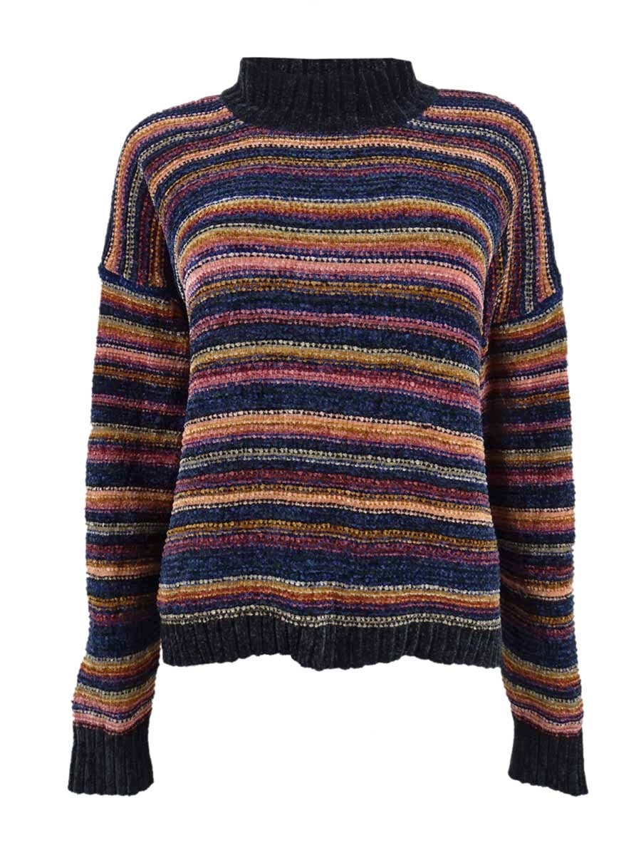 Hippie Rose Juniors' Chenille Mock-Neck Sweater (S, Black Combo ...
