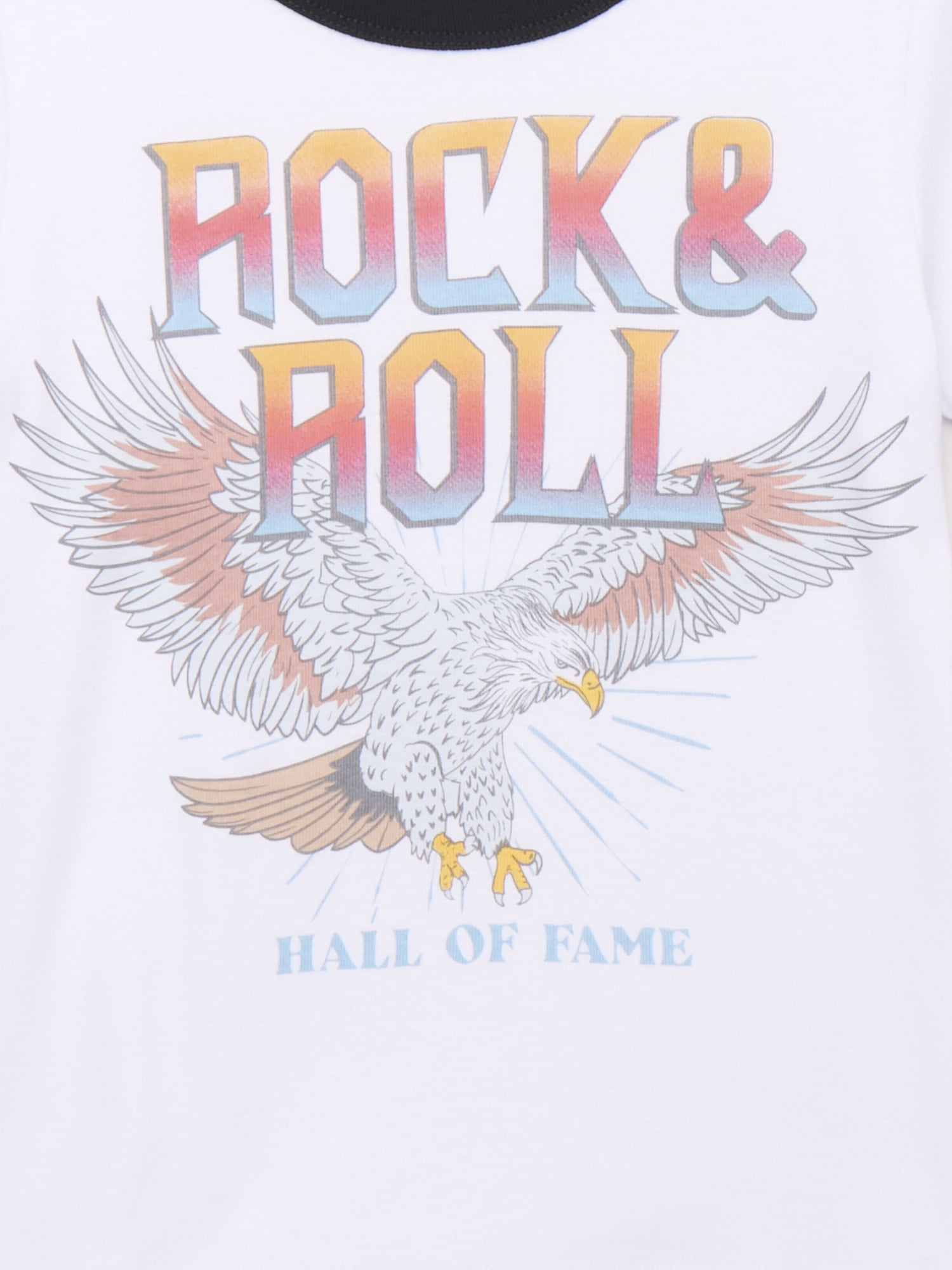 Rock & Roll Hall of Fame Girls Short Sleeve Ringer Graphic Tee, Sizes 4-16