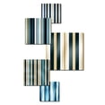 thumbnail image 3 of Designart "Elegance In Classic Beige And Blue Stripes" Abstract Wall Art Set Of 5 - Blue Modern Office Room Metal Wall Art Set, 3 of 6