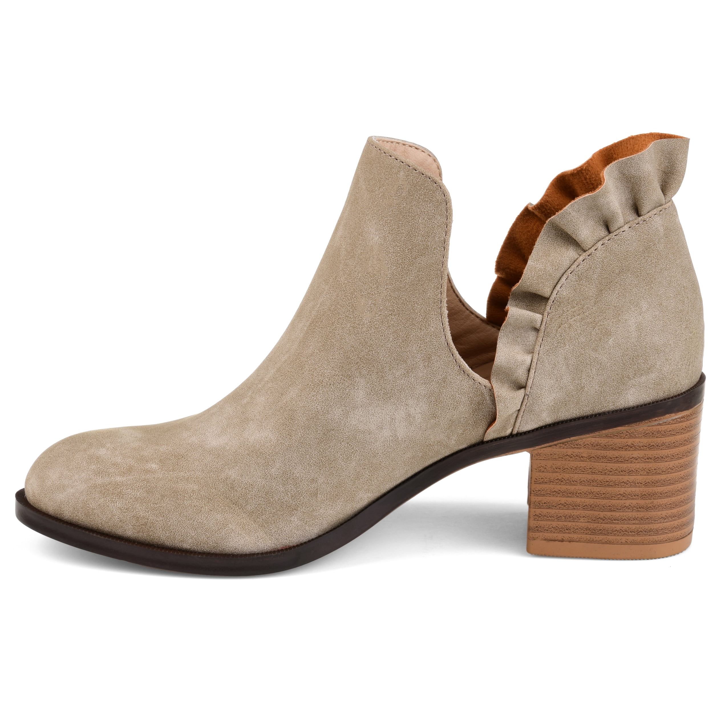 Journee Womens Lennie Slip On Stacked Heel Booties