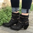 thumbnail image 2 of asdoklhq Womens Casual Shoes,Women Shoes Breathable Chunky High Heels Retro Zipper Short Boots, 2 of 5