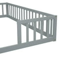 thumbnail image 5 of Double Twin Size Floor Beds with Fence and Guardrails Design, Solid Wood Double Twin Platform Bed for 2, Montessori Floor Beds for Boys Girls Teens, No Box Spring Needed, Easy Assembly, Grey, 5 of 7