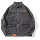 thumbnail image 3 of Abrigo vaquero para hombre, chaqueta vaquera de otoño de Corea, para hombre, color negro roto con agujero, ropa lavada a bajo precio, informal, de tela G, 3 of 5