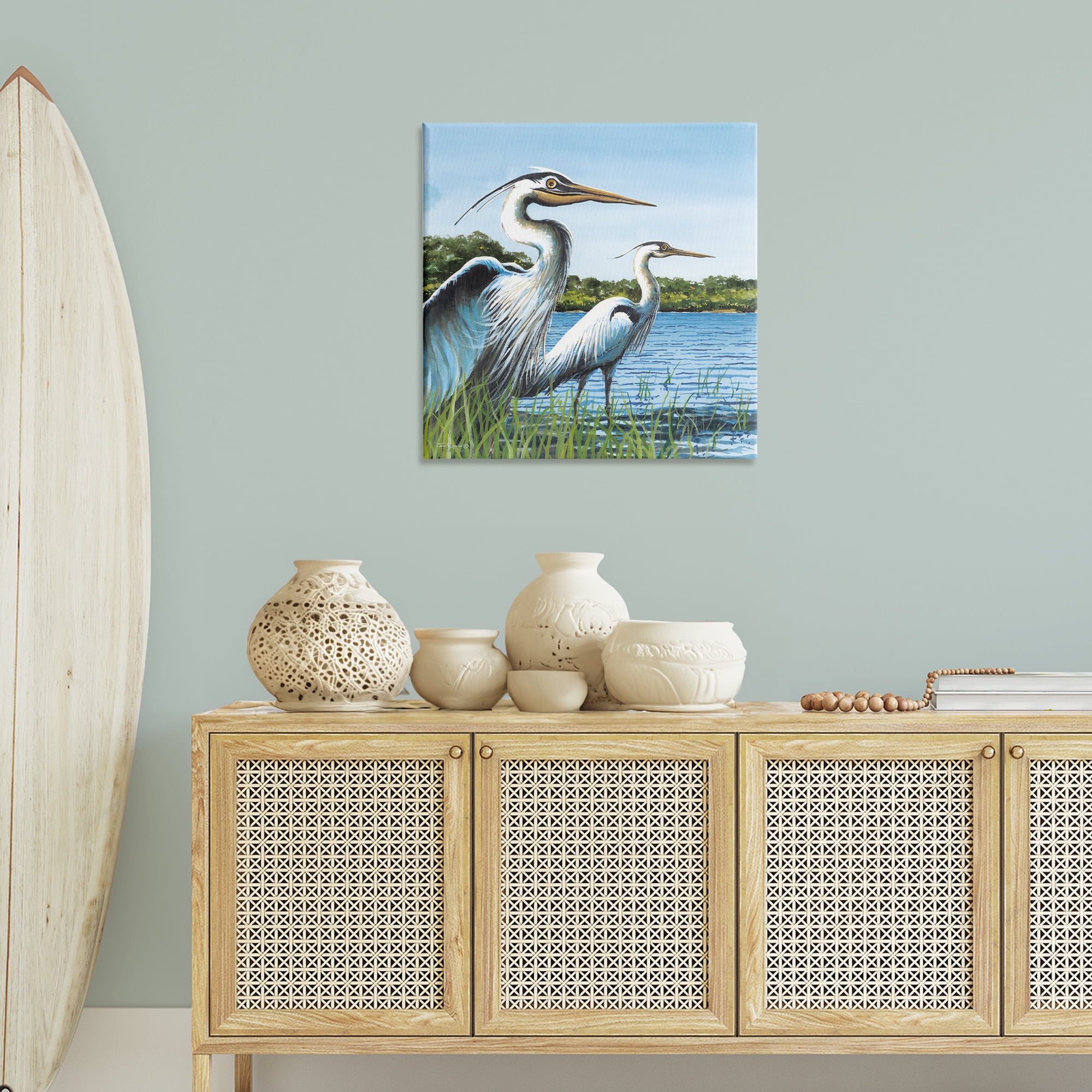 Stupell Industries Traditional Egrets Gazing Animals & Insects Painting Gallery Wrapped Canvas Art Print Wall Art, 30 x 30