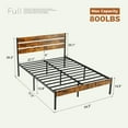 thumbnail image 3 of edx Full Size Metal Bed Frame with Wooden Headboard, Under Bed Storage, 800LBS Support, Noise-Free, No Box Spring Needed, Easy Assembly, Brown, 3 of 9
