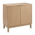 thumbnail image 2 of NEW Mid-Century Modern 2-Door Storage Cabinet in Natural Ash, Fluted Accent Chest with Brass Handles for Living Room & Entryway, 2 of 5