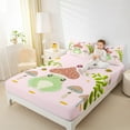 thumbnail image 4 of Feelyou Cute Green Frog Full Size Sheets for Child, Jungle Mushroom Bed Sheets, Kawai Pink Cartoon Sheet Sets, Microfiber Bedroom Decor, 4pcs, 4 of 7