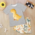 thumbnail image 2 of Baby Boy Outfits Toddler Summer Clothes Kids Spring Cartoon Print Sleeveless Casual 3 6 12 18 24 Months 3T Shirt and Jogger Shorts Two Pieces Set, 2 of 5