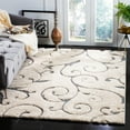 thumbnail image 3 of SAFAVIEH Florida Doug Floral Vines Geometric Shag Area Rug, Beige/Blue Grey, 5'3" x 7'6", 3 of 9