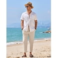 thumbnail image 3 of COOFANDY White Linen Pants for Men Summer Lightweight Casual Trousers Yoga Beach Pants, 3 of 10
