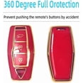 thumbnail image 5 of Key Fob Cover Compatible with Mitsubishi Outlander 4 Button TPU Leather Silicone Keychain Case Holder Protector,3 Buttons A Gold Red, 5 of 5
