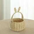 thumbnail image 3 of Wickerwise Hand-Woven Easter Bunny Ear Basket with Handle – Multi-Purpose Paper Rope Wicker Basket for Easter Egg Hunts, Picnics, Flower Arrangements, Food Storage, Party, and Home Decor, Nude, 3 of 7