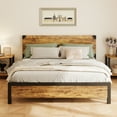 thumbnail image 4 of GloryStar Platform Bed with Wood Headboard, Strong Slats Support and Storage Underneath, No Box Spring Needed, 4 of 7