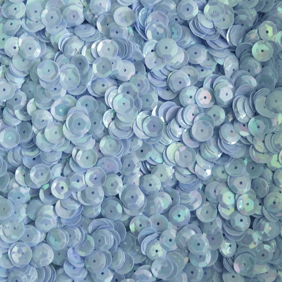 Powder Blue Cup Sequins 8mm Opaque Rainbow Iris Made in USA