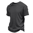 thumbnail image 2 of Zimjoy Men's Casual T-Shirts Classic Short Sleeve Waffle Knit Tees Crewneck Solid Tee Shirts Dark Gray S, 2 of 5