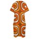 thumbnail image 5 of Vestido holgado con bolsillos en marrón claro y naranja de los años 70 con estampado vertical abstracto de Confaab moderno de mediados de siglo. Ropa de mujer., 5 of 7