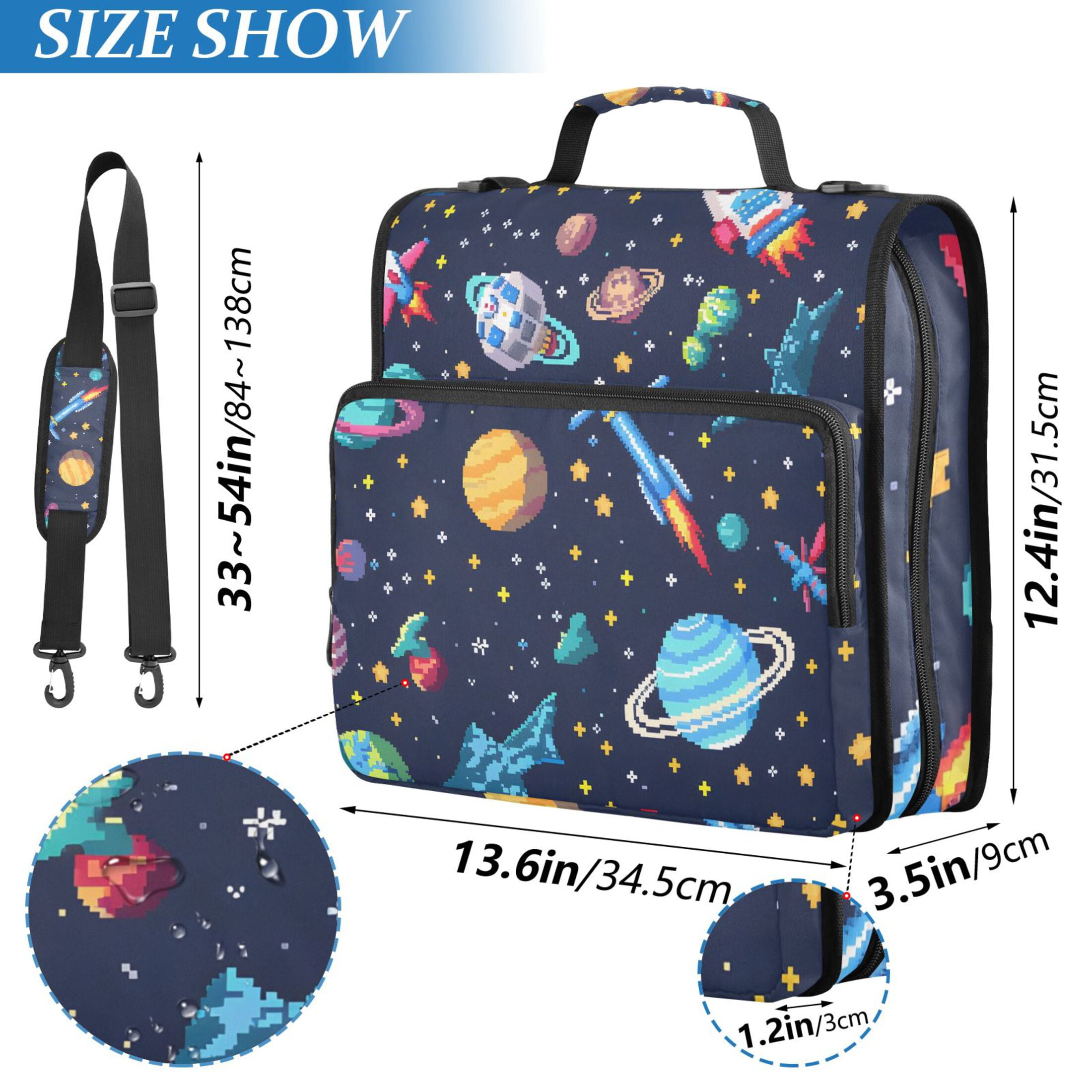 ALAZA Zipper Binder Space Stars Planet 3 Ring Trapper Keeper File Folder Organizer Bag