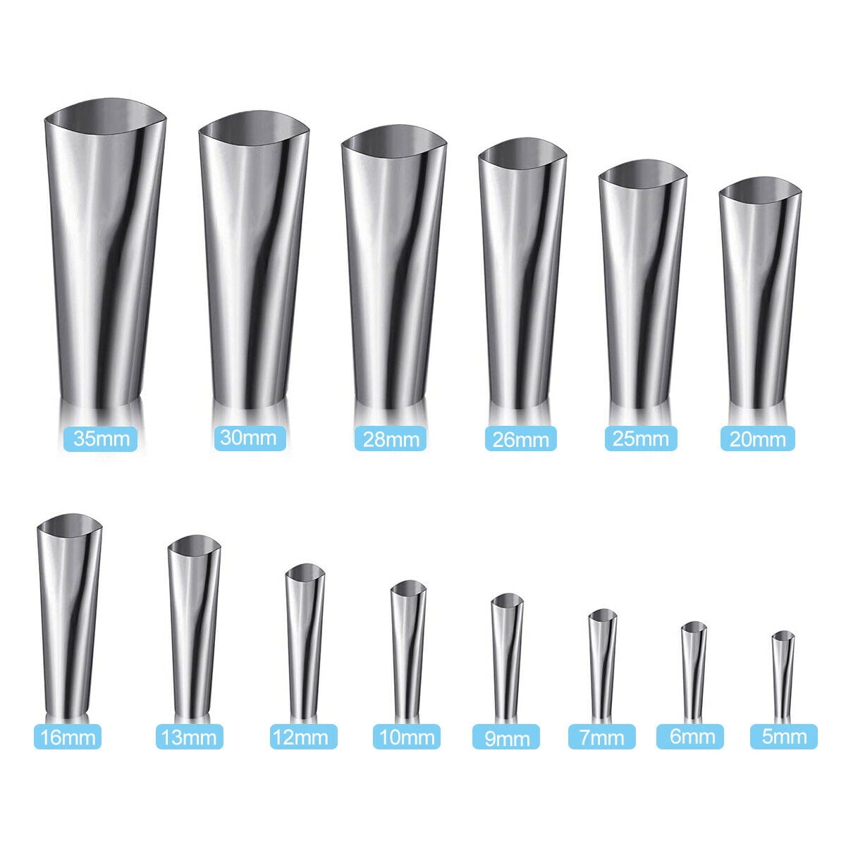 14pcs Stainless Steel Applicator Tool Kitchen Finisher Caulking Nozzle Push Rod 