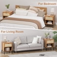 thumbnail image 2 of Brafabhome Rattan Nightstands with Drawer, Modern Bedside Tables with Open Storage Shelf for Bedroom, Accent Sofa End Table with Steel Legs for Living Room, Set of 2 | Brown, 2 of 8