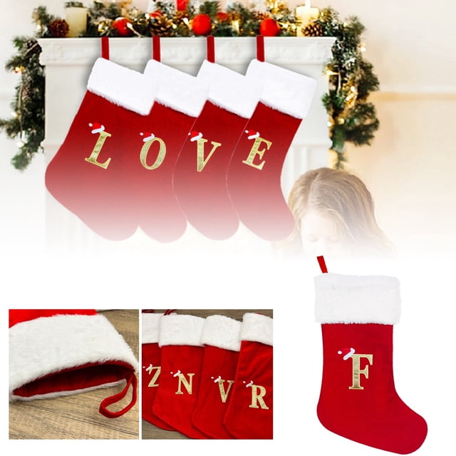 Computer Christmas Ornament Glass Christmas Decoration Supplies Christmas Stocking Bag Red Christmas Stockings 26 Letter Christmas Stockings Christmas Tree Decoration Pendant (large Christmas