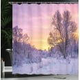 thumbnail image 4 of Ambesonne Winter Shower Curtain, Landscape with Sunset, 69"Wx84"L, Pink White, 4 of 5