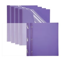 Plastic Report Covers with Prong, 5 Pcs 80 Sheet Capacity Clear Front Presentation Binders, Purple
