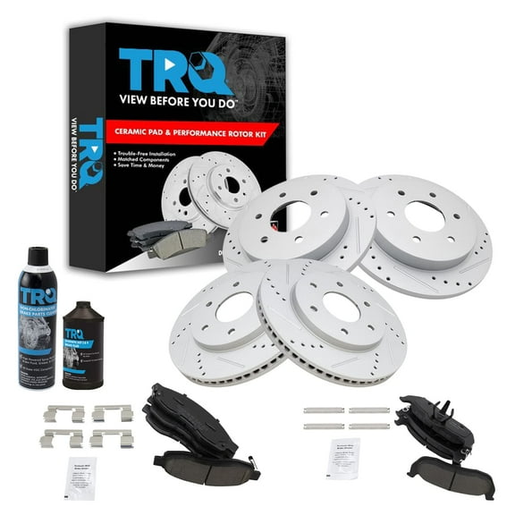TRQ Performance Brake Rotor & Ceramic Pad Front & Rear Kit w/Chemicals BKA15705 Fits select: 2004-2005 NISSAN TITAN, 2004-2005 NISSAN ARMADA