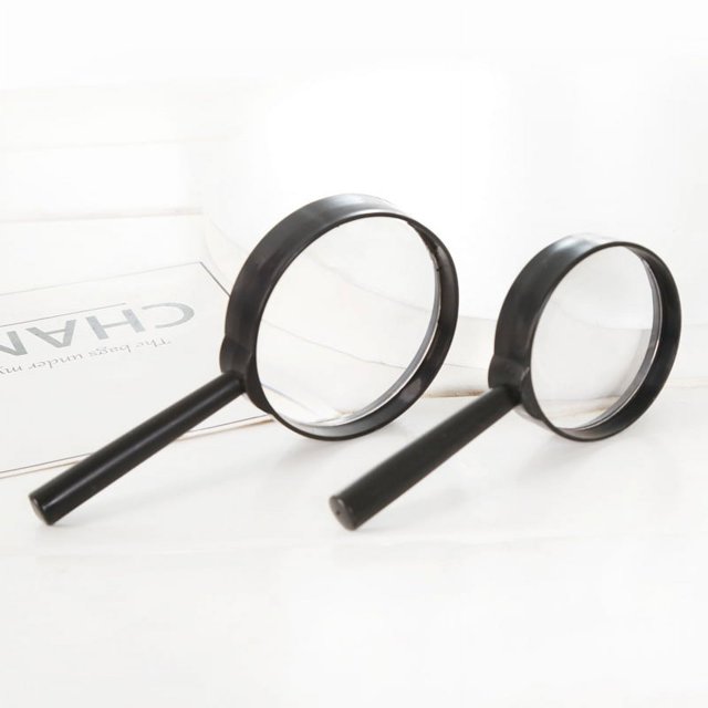 2 lupas pequeñas portátiles (diámetro 60 mm, negro), amplificador de lectura portátil de alta definición para personas mayores, pequeños juguetes de observación científica para niños