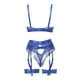 thumbnail image 3 of Gibobby Conjunto ropa interior mujer Conjunto de lencería for Mujer Conjunto de lencería con Liguero y corpiño de Encaje Floral(Azul, CH), 3 of 5