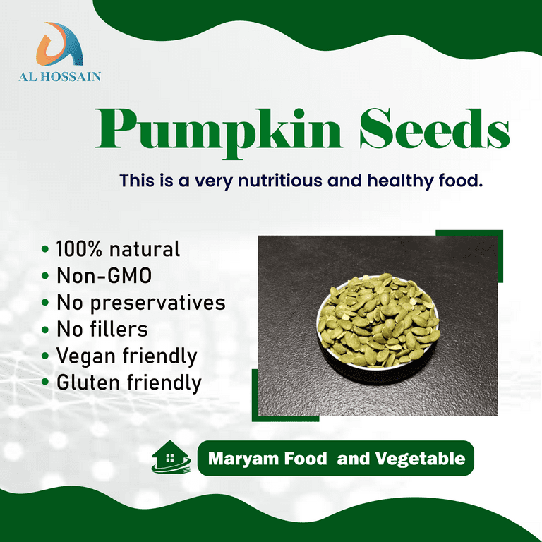 Al Hossain Indian Natural Whole Pumpkin Seeds – Bulk 11 LB/ 5kg (176 oz) Allergy-Free. Healthy, Protein-Packed Superfood Snack.