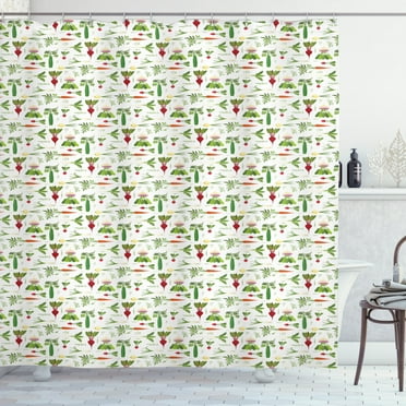 Ambesonne Vegetable Shower Curtain, Eating Greens Veggie Love, 69"Wx75"L, Multicolor
