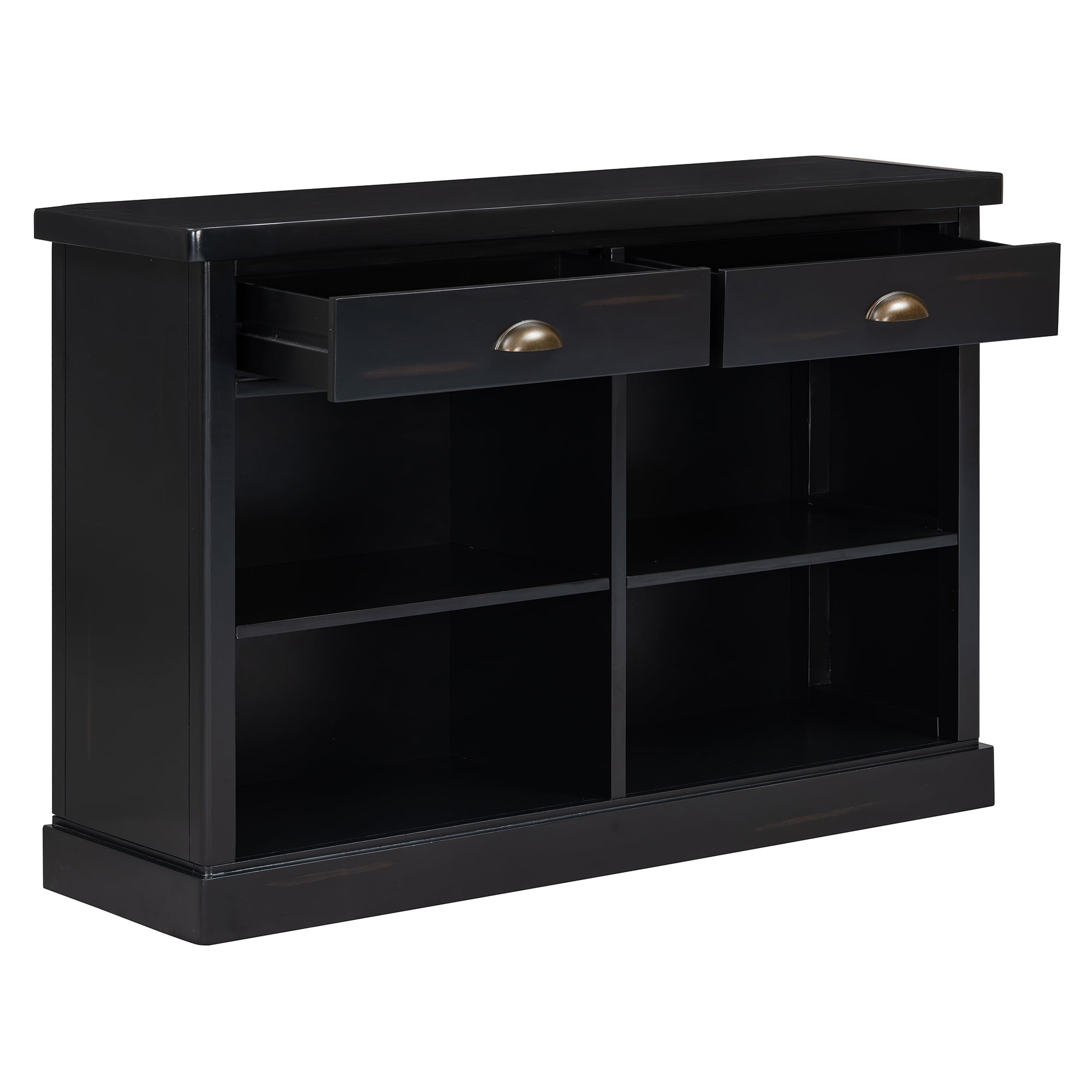 Euroco 47" Long Console Table, Wood Narrow Sofa Table with Open Storage Shelves & 2 Drawers,Entryway Table Accent Table for Living Room, Hallway,Espresso
