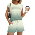 thumbnail image 5 of 2 Piece Sets for Women Summer Clothes Gradient Color Short Sleeve Round Neck Top and Shorts Sport Set, 5 of 8