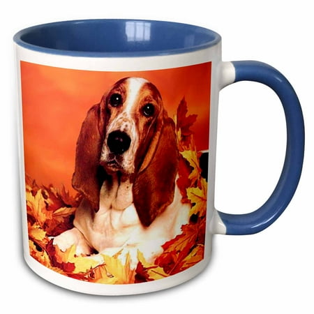 

3dRose Basset Hound - Two Tone Blue Mug 11-ounce