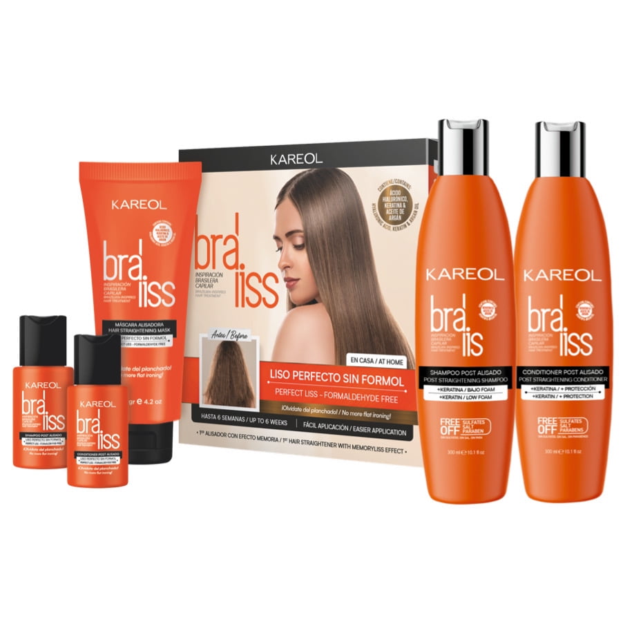 Alisado Permanente BaÃ±o De Keratina Para Rulos Kareol Braliss Kit