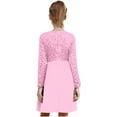 thumbnail image 2 of Runhomal Robe à Paillettes pour Filles Col Ras du Cou Manches Longues Plissée Fête Mariage Robe Fleur Rose 12, 2 of 6